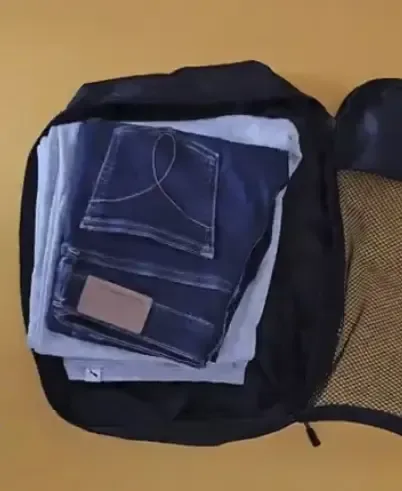 Packing cubes set showing different sizes and mesh panels